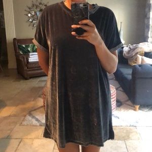 Velvet blue shift dress